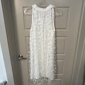 White Floral Mesh Sleeveless Dress